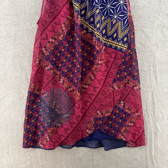 Desigual Dress Womens EU36 Blue Cassidy Tank Boho Printed Layered Chiffon Short - Picture 4 of 10